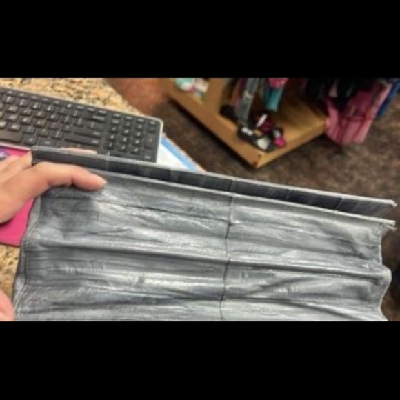 Vintage Genuine Eel Skin Leather Clutch Purse Gray 12x8x4 Removable Strap - Picture 5 of 7